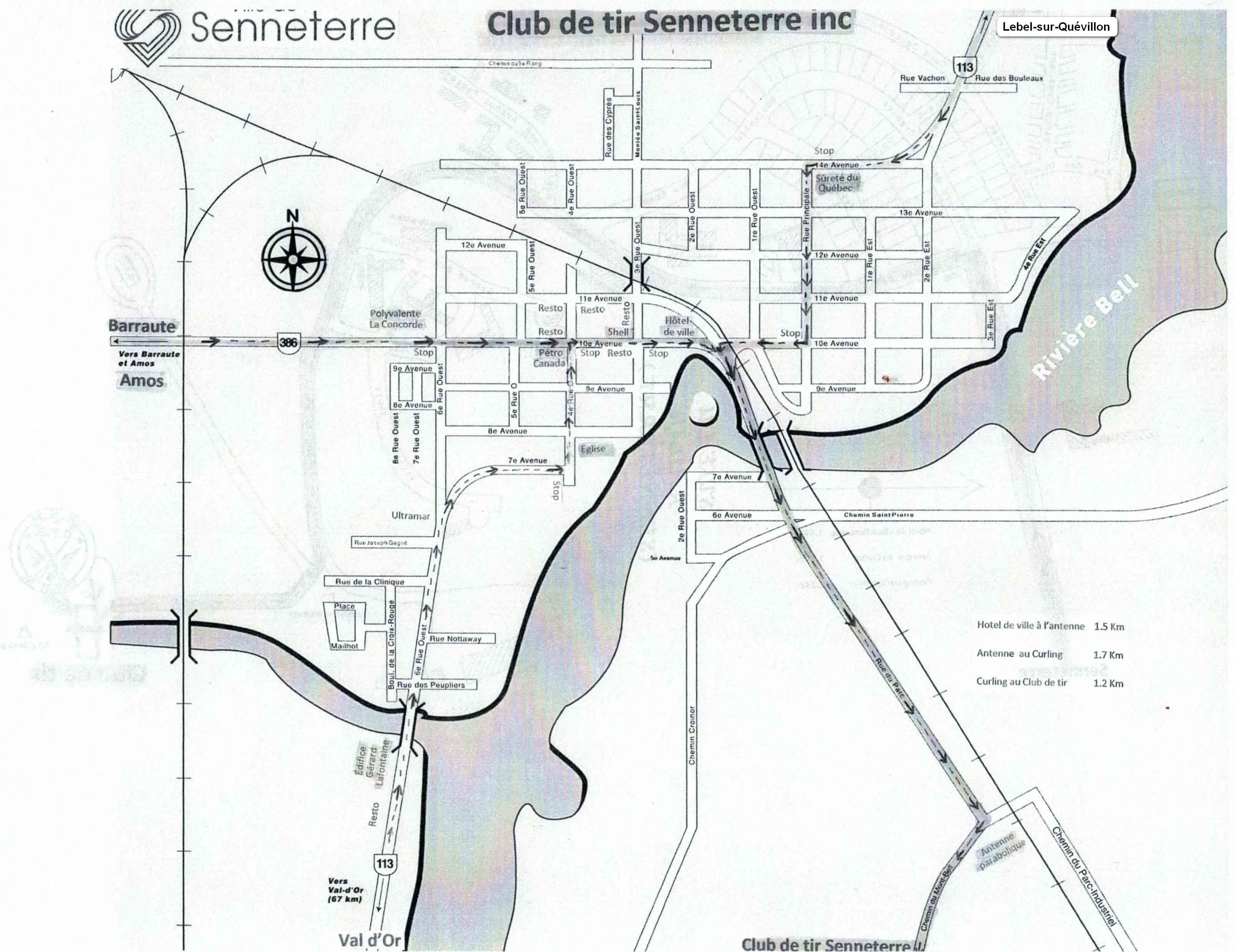 Route à suivre vers secteur Mont-Bell